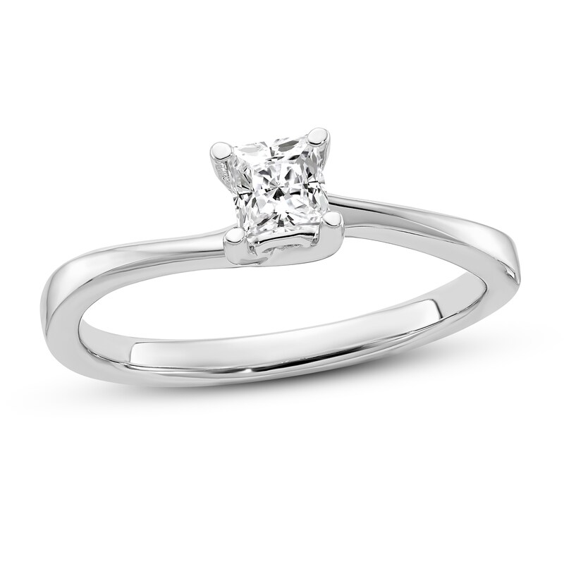 Diamond Solitaire Engagement Ring 1/3 ct tw Princess 14K White Gold (I1/I)