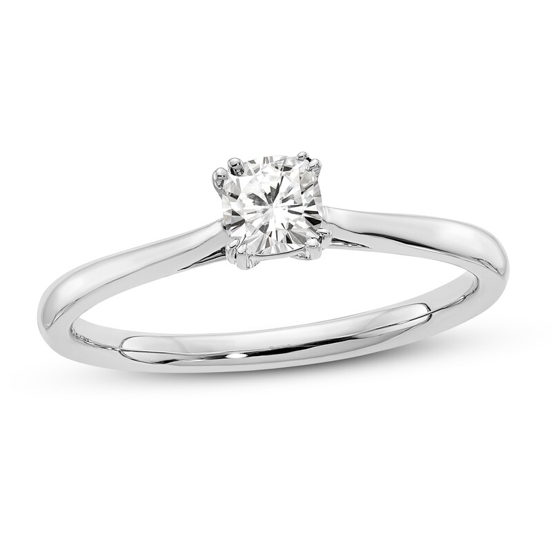 Diamond Solitaire Engagement Ring 1/3 ct tw Cushion 14K White Gold (I1/I)