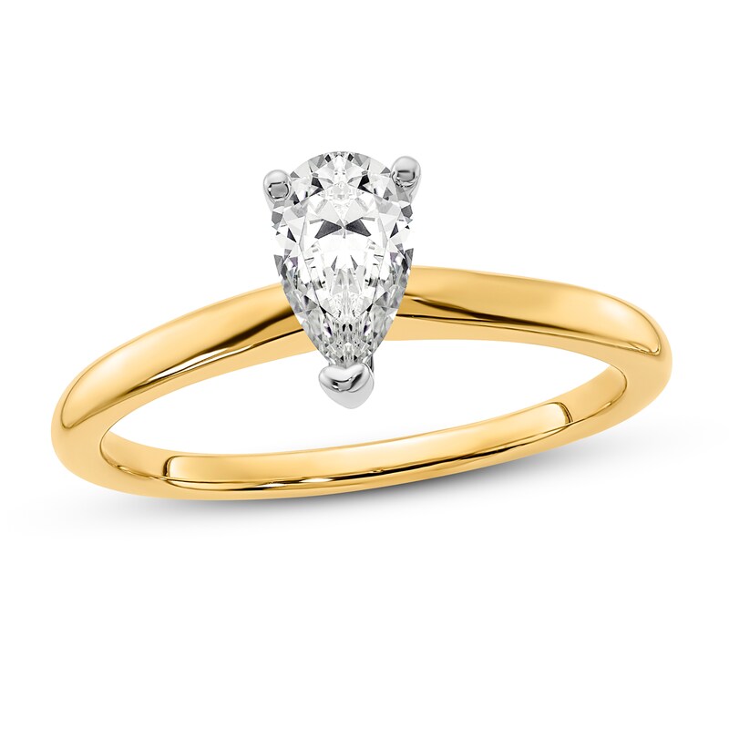 Diamond Solitaire Engagement Ring 3/4 ct tw Pear-shaped 14K Two-Tone Gold (I1/I)