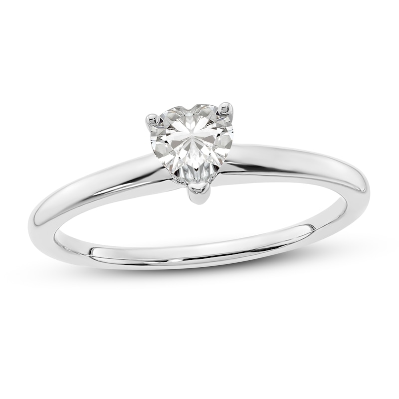 Diamond Solitaire Engagement Ring 1/2 ct tw Heart 14K White Gold (I1/I)