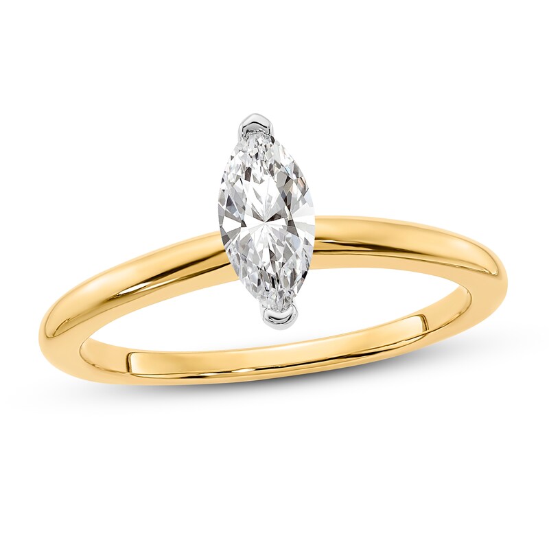 Diamond Solitaire Engagement Ring 3/8 ct tw Marquise 14K Two-Tone Gold (I1/I)