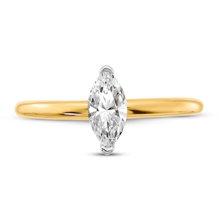 Diamond Solitaire Engagement Ring 3/8 ct tw Marquise 14K Two-Tone Gold ...