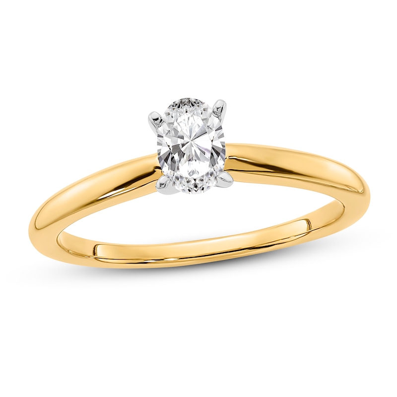 Diamond Solitaire Engagement Ring 3/8 ct tw Oval 14K Two-Tone Gold (I1/I)