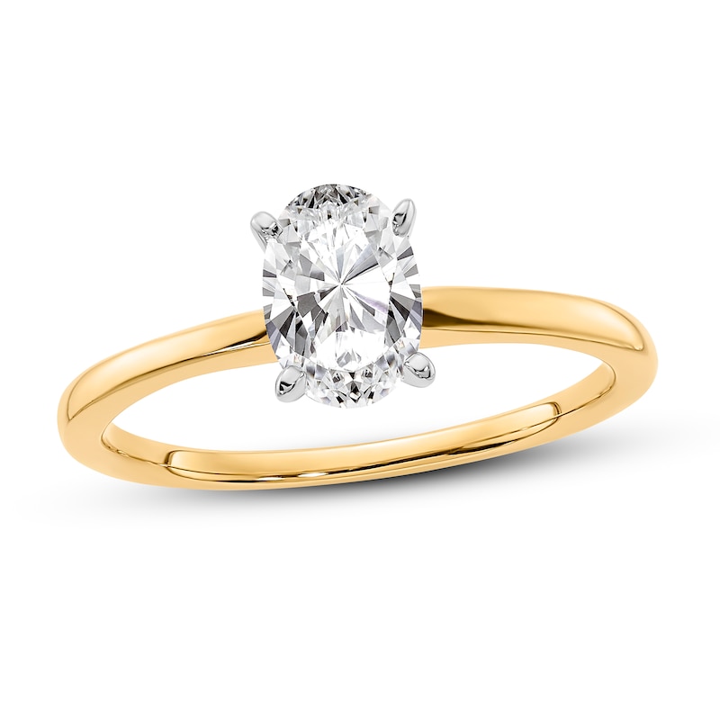 Diamond Solitaire Engagement Ring 3/4 ct tw Oval 14K Two-Tone Gold (I1/I)