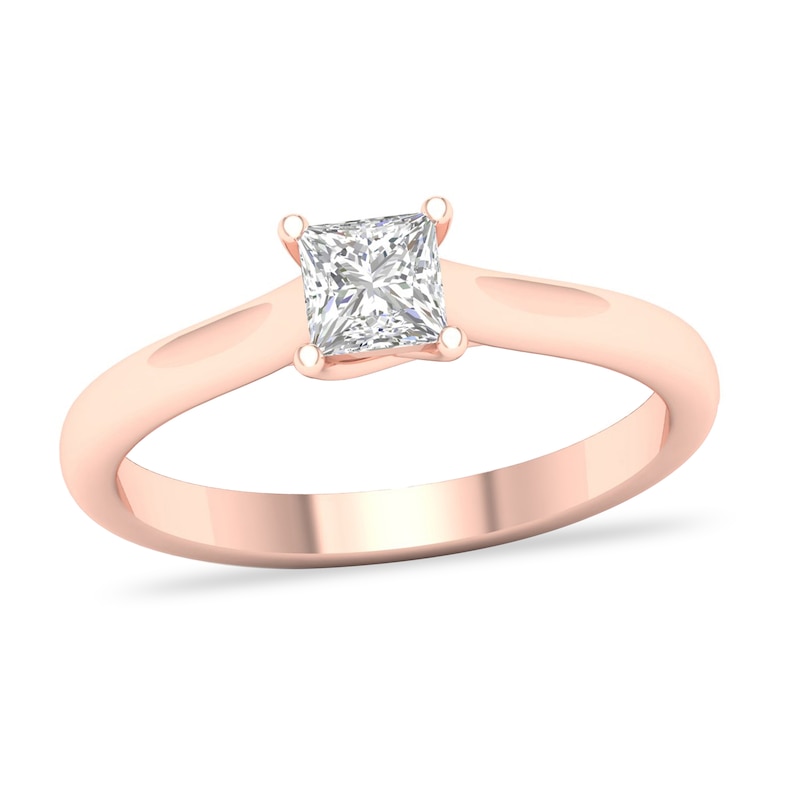Diamond Solitaire Ring / ct tw Princess-cut 14K Rose Gold (SI2/I