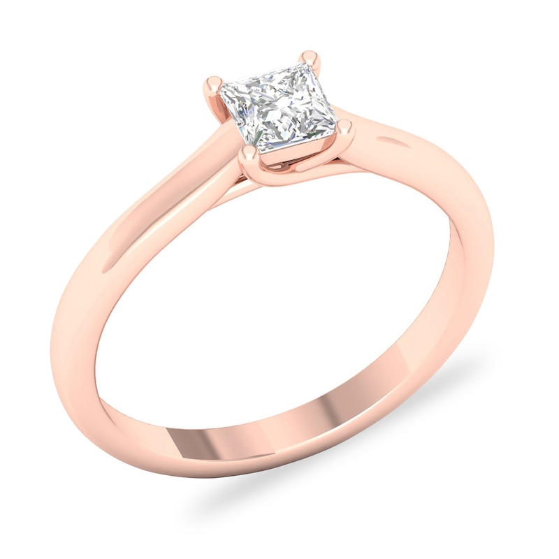 Main Image 4 of Diamond Solitaire Ring 1/2 ct tw Princess-cut 14K Rose Gold (SI2/I)