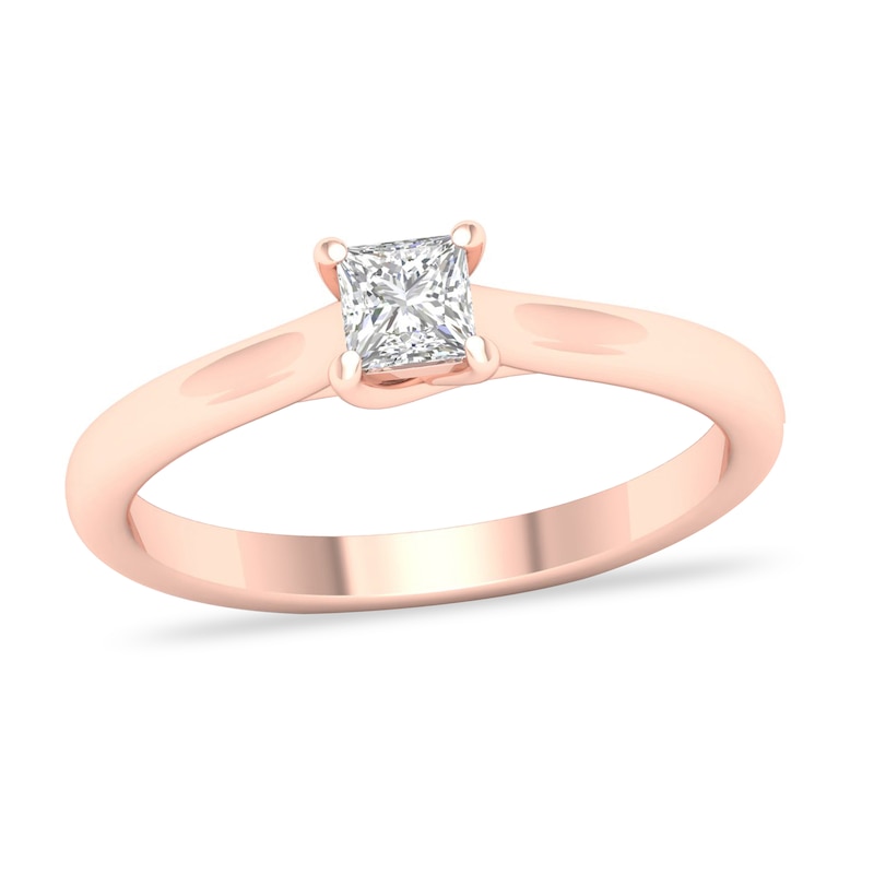 Main Image 1 of Diamond Solitaire Ring 1/3 ct tw Princess-cut 14K Rose Gold (SI2/I)