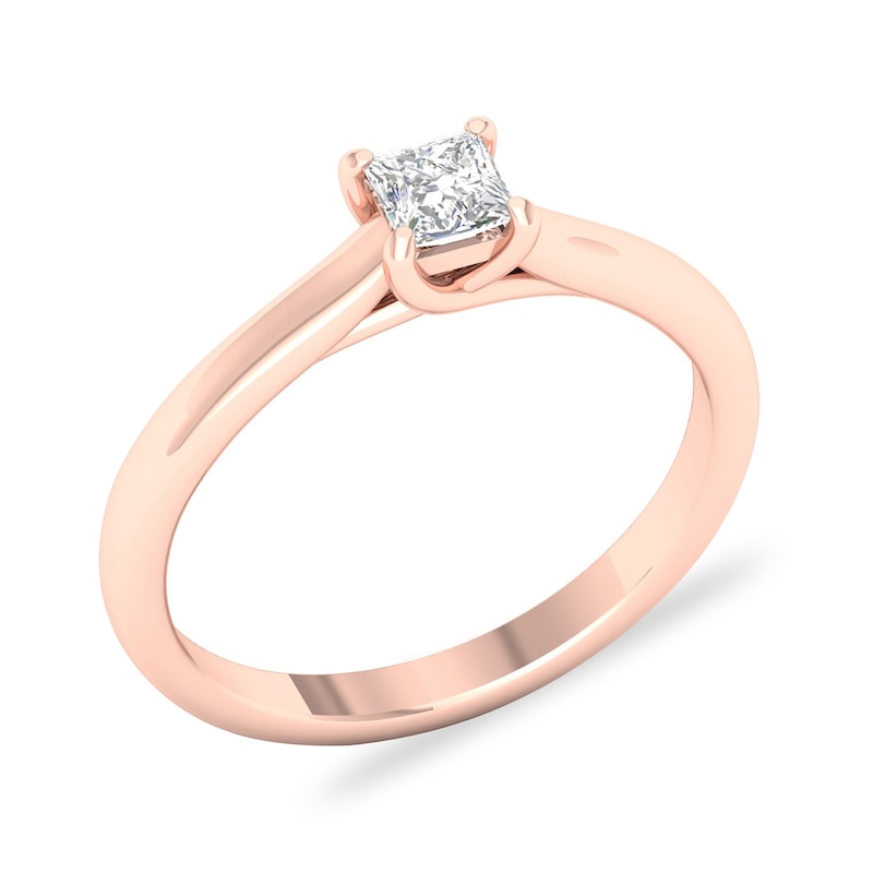 Main Image 3 of Diamond Solitaire Ring 1/3 ct tw Princess-cut 14K Rose Gold (SI2/I)