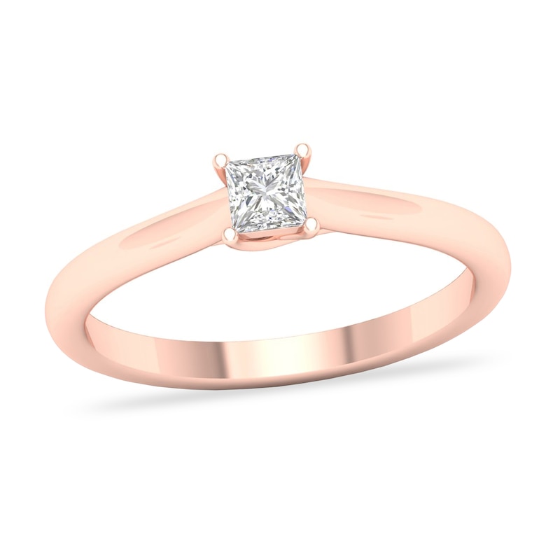 Diamond Solitaire Ring 1/4 ct tw Princess-cut 14K Rose Gold (SI2/I) with 360