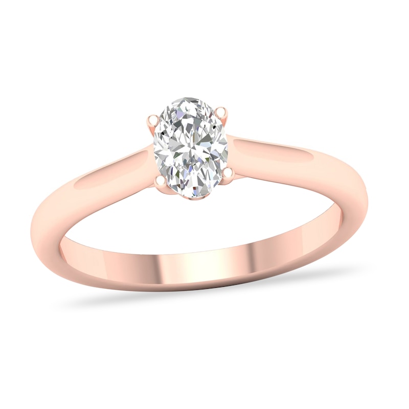 Main Image 1 of Diamond Solitaire Ring 1/2 ct tw Oval-cut 14K Rose Gold (SI2/I)