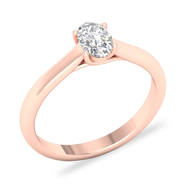 Main Image 4 of Diamond Solitaire Ring 1/2 ct tw Oval-cut 14K Rose Gold (SI2/I)