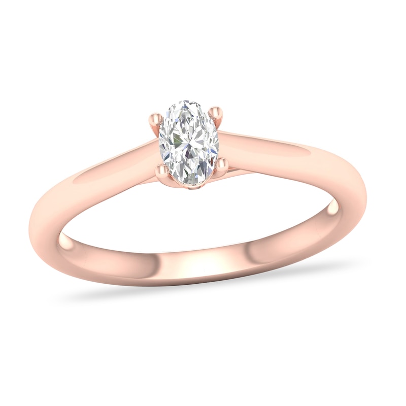 Diamond Solitaire Ring 1/3 ct tw Oval-cut 14K Rose Gold (SI2/I) with 360