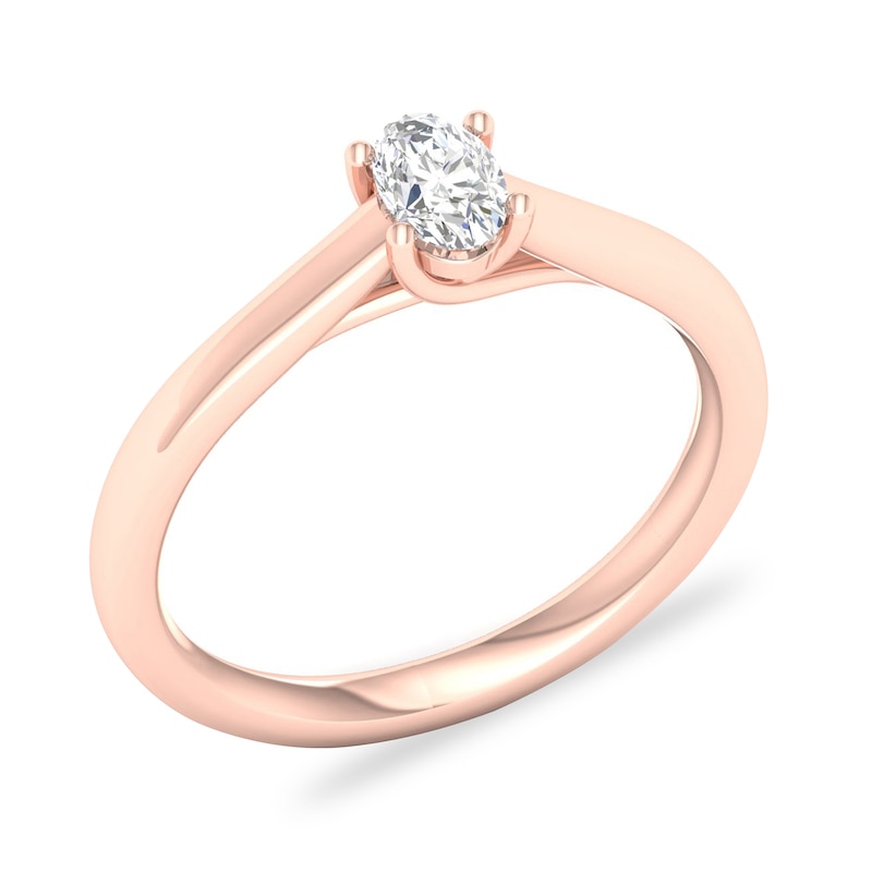 Main Image 4 of Diamond Solitaire Ring 1/3 ct tw Oval-cut 14K Rose Gold (SI2/I)