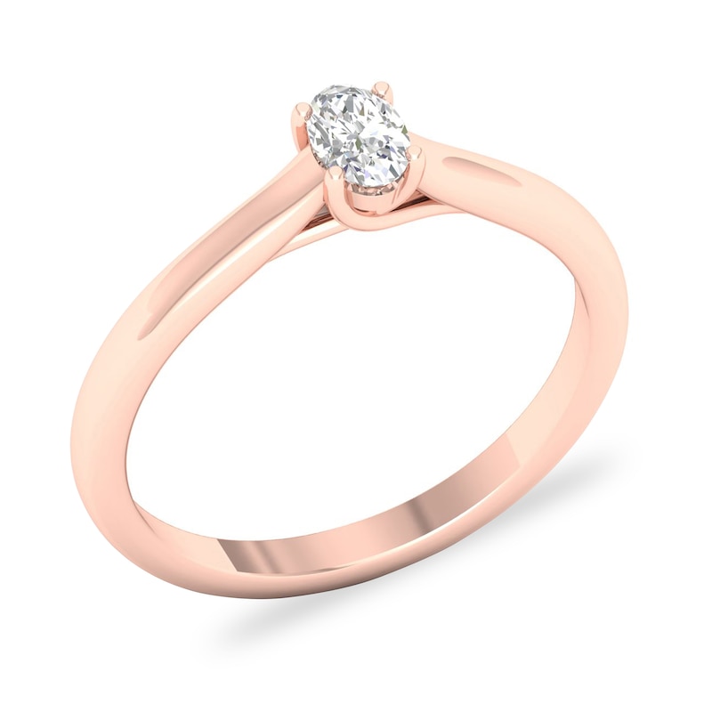 Main Image 4 of Diamond Solitaire Ring 1/4 ct tw Oval-cut 14K Rose Gold (SI2/I)