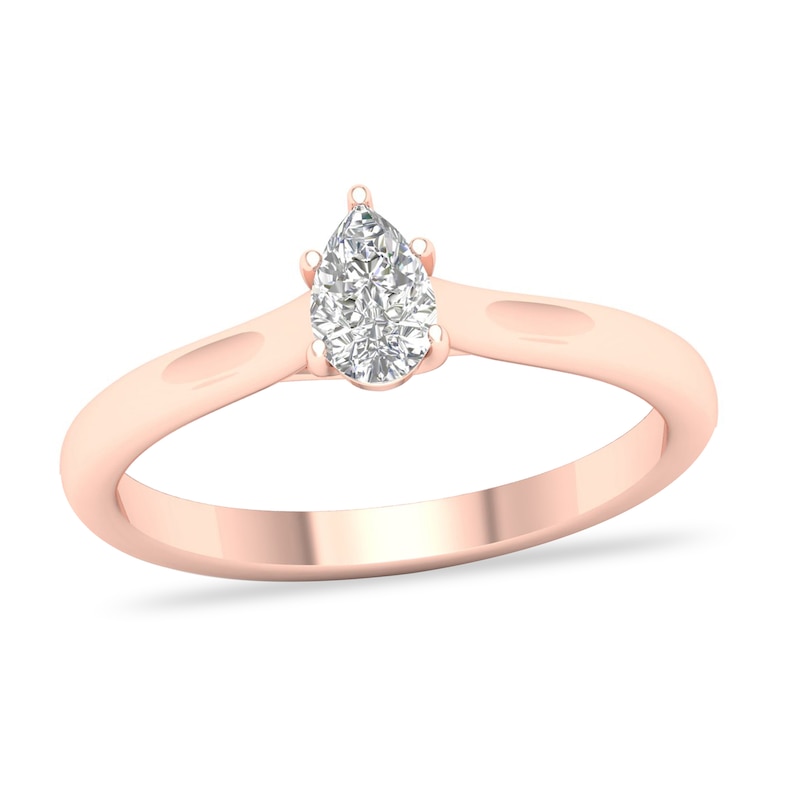 Main Image 1 of Diamond Solitaire Ring 1/3 ct tw Pear-shaped 14K Rose Gold (SI2/I)