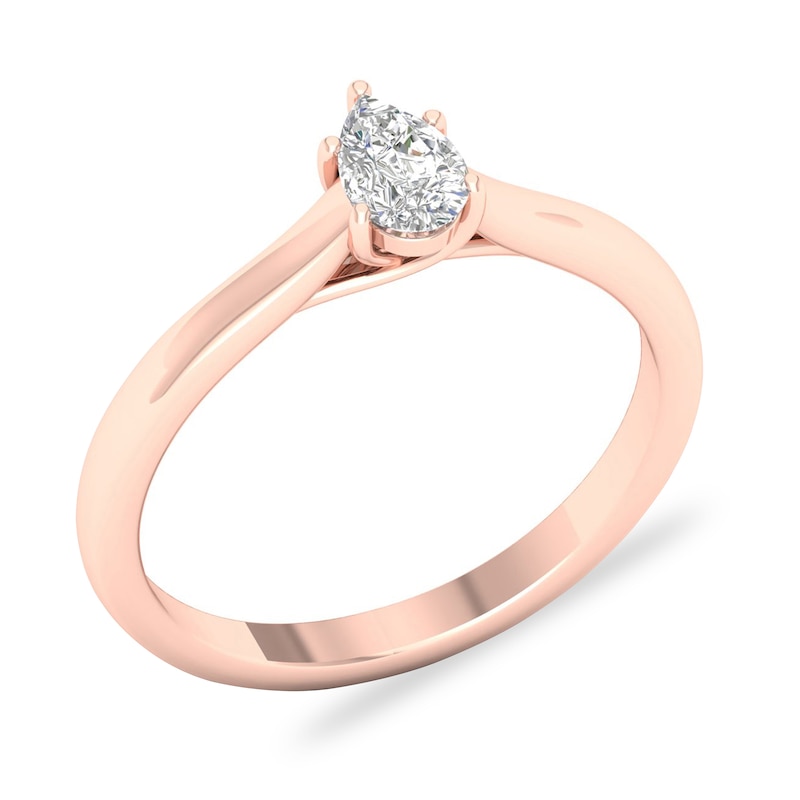 Main Image 4 of Diamond Solitaire Ring 1/3 ct tw Pear-shaped 14K Rose Gold (SI2/I)