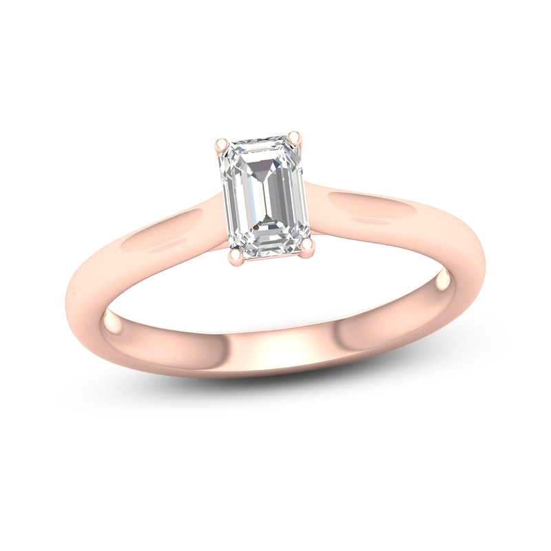 Diamond Solitaire Ring / ct tw Emerald-cut 14K Rose Gold (SI2/I