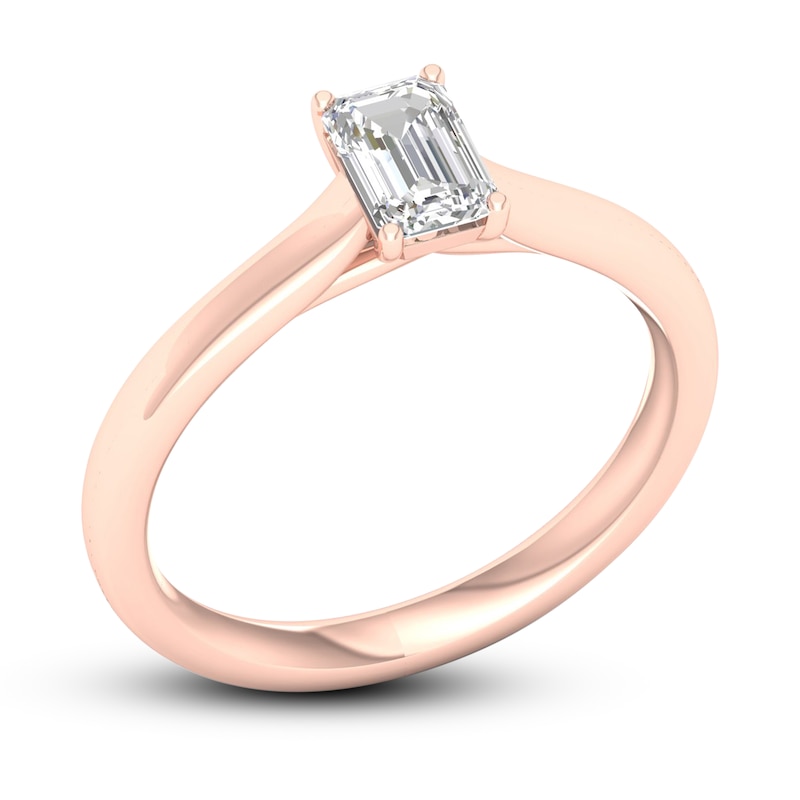 Diamond Solitaire Ring / ct tw Emerald-cut 14K Rose Gold (SI2/I