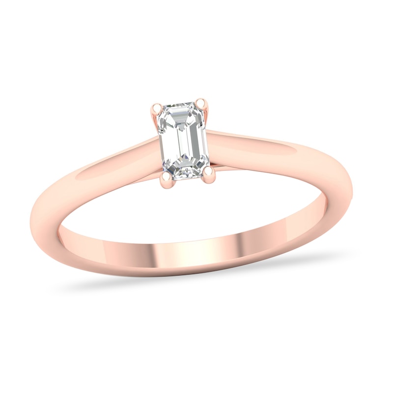Main Image 1 of Diamond Solitaire Ring 1/4 ct tw Emerald-cut 14K Rose Gold (SI2/I)