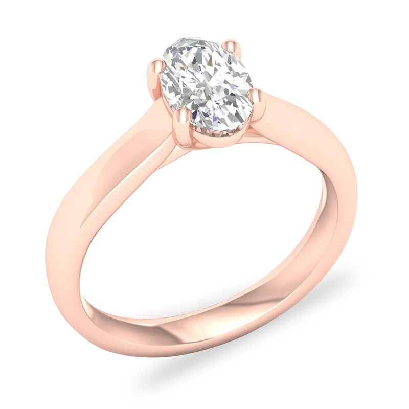 Main Image 4 of Diamond Solitaire Ring 1 ct tw Oval-cut 14K Rose Gold (SI2/I)
