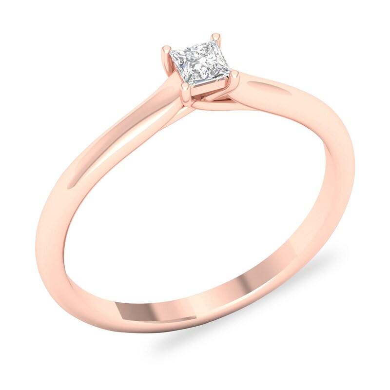 Main Image 4 of Diamond Solitaire Ring 1/6 ct tw Princess-cut 14K Rose Gold (SI2/I)