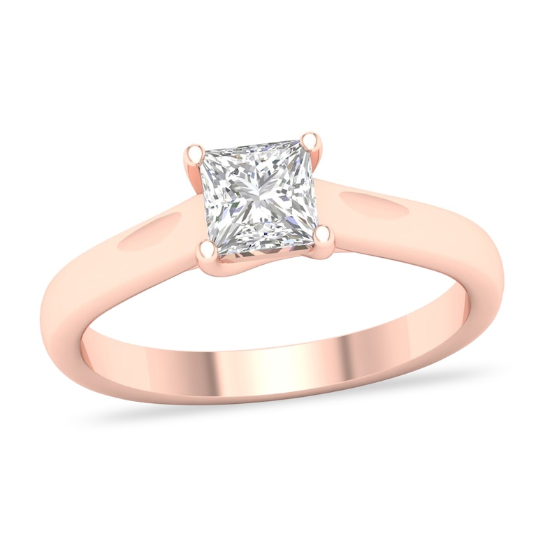 Main Image 1 of Diamond Solitaire Ring 1 ct tw Princess-cut 14K Rose Gold (SI2/I)