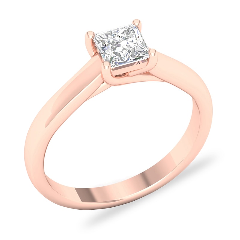 Main Image 4 of Diamond Solitaire Ring 1 ct tw Princess-cut 14K Rose Gold (SI2/I)