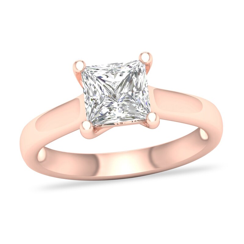 Main Image 1 of Diamond Solitaire Ring 2 ct tw Princess-cut 14K Rose Gold (I1/I)