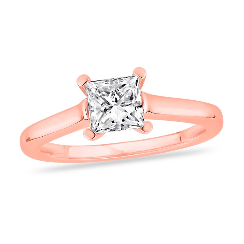 Diamond Solitaire Engagement Ring 1 ct tw Princess-cut 14K Rose Gold (I2/I)