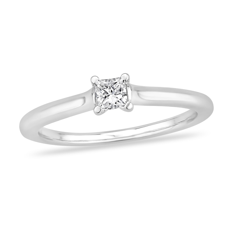 Diamond Solitaire Engagement Ring 1/5 ct tw Princess-cut 14K White Gold (I2/I)