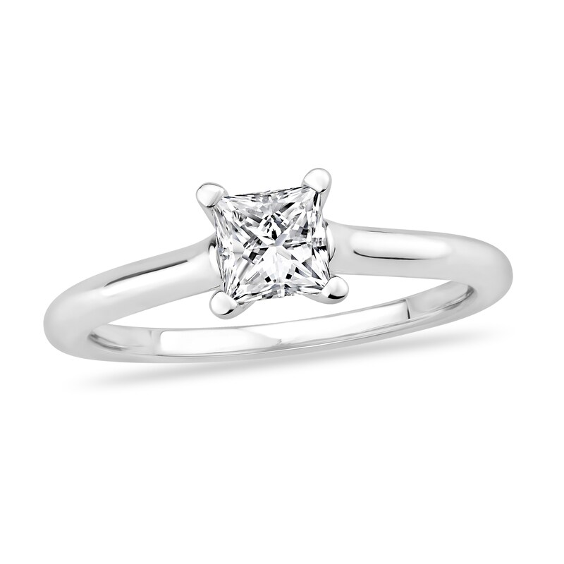 Diamond Solitaire Engagement Ring 7/8 ct tw Princess-cut 14K White Gold (I2/I)