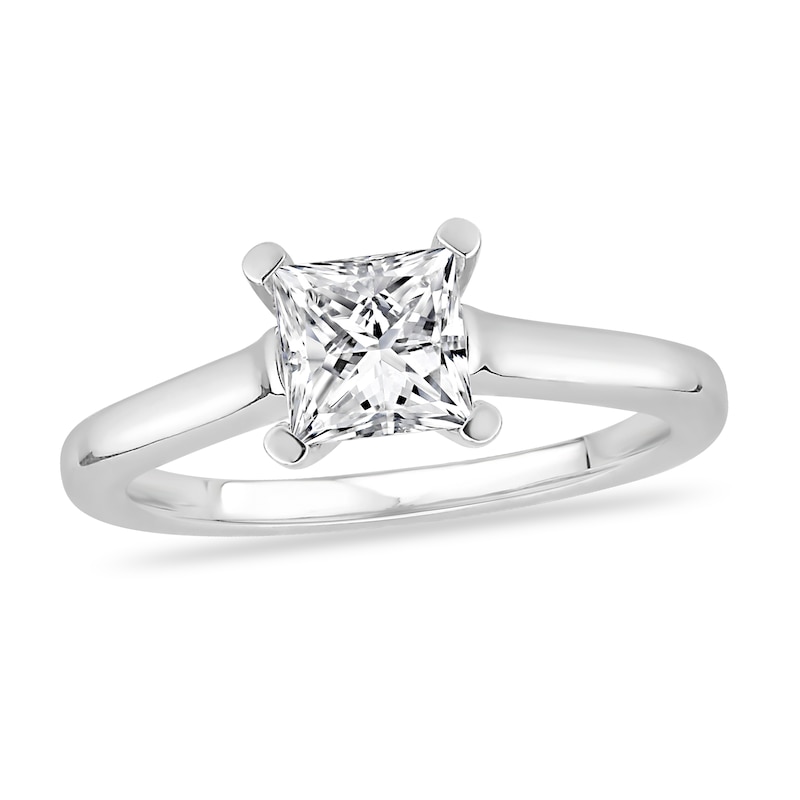 Main Image 1 of Diamond Solitaire Engagement Ring 3 ct tw Princess-cut 14K White Gold (I2/I)