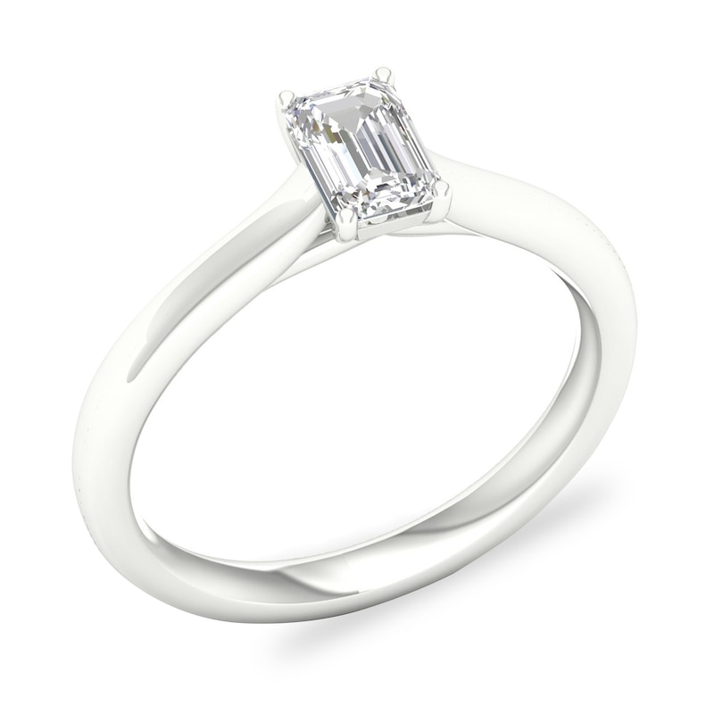 Main Image 4 of Diamond Solitaire Ring 1/2 ct tw Emerald-cut 14K White Gold (SI2/I)