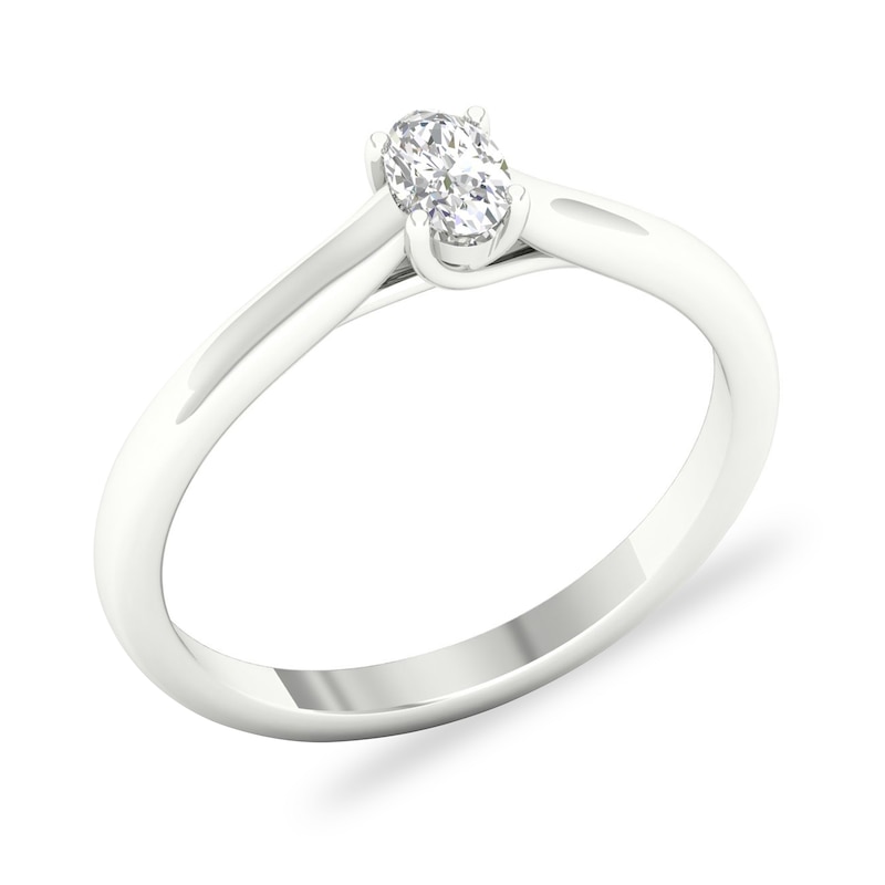 Main Image 4 of Diamond Solitaire Ring 1/4 ct tw Oval-cut 14K White Gold (SI2/I)