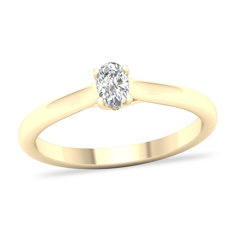 Diamond Solitaire Ring 1/4 ct tw Oval-cut 14K Yellow Gold (SI2/I) with 360
