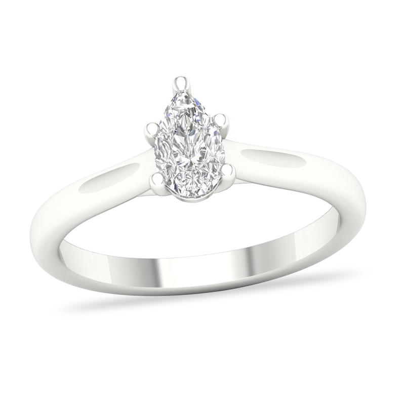 Diamond Solitaire Ring 1/2 ct tw Pear-shaped 14K White Gold (SI2/I) with 360