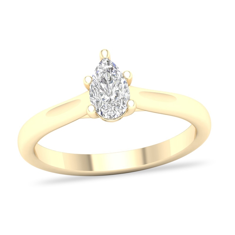 Diamond Solitaire Ring 1/2 ct tw Pear-shaped 14K Yellow Gold (SI2/I) with 360