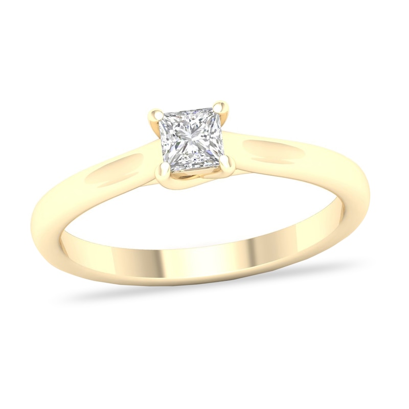 Diamond Solitaire Ring 1/3 ct tw Princess-cut 14K Yellow Gold (SI2/I) with 360