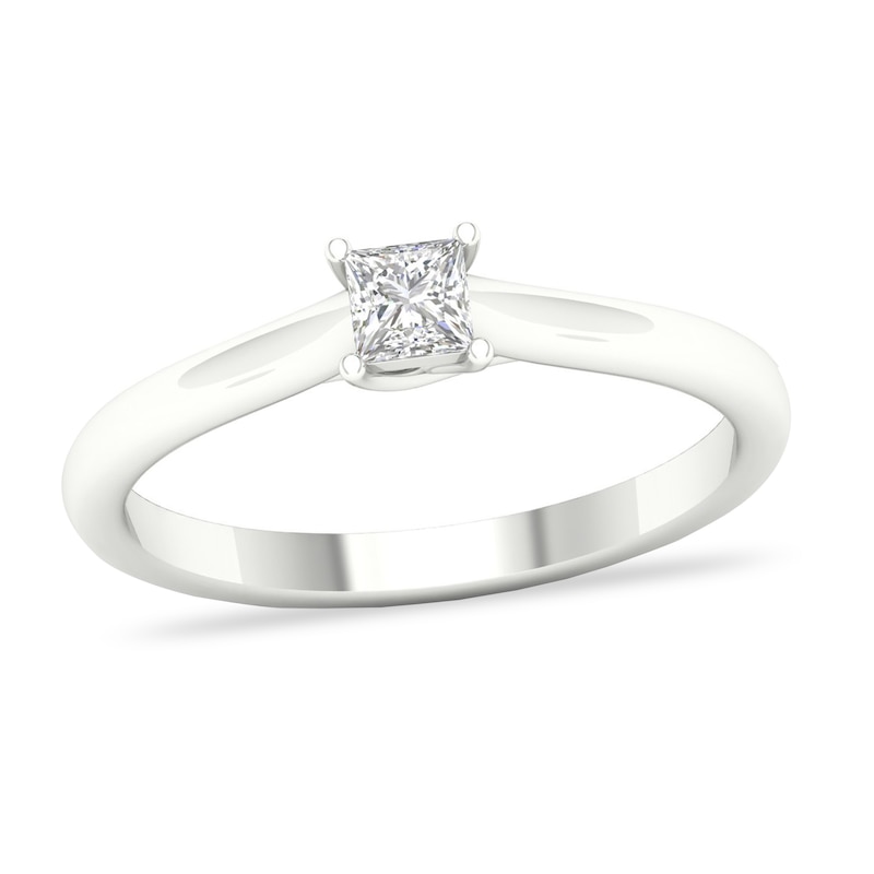 Diamond Solitaire Ring 1/4 ct tw Princess-cut 14K White Gold (SI2/I) with 360