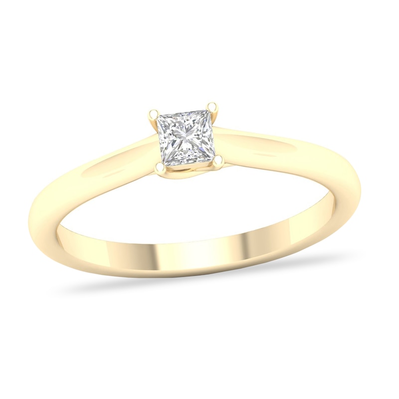 Diamond Solitaire Ring 1/4 ct tw Princess-cut 14K Yellow Gold (SI2/I) with 360