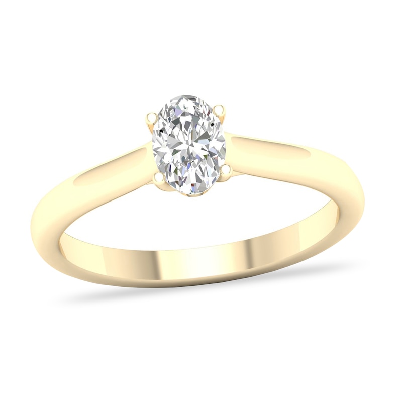 Diamond Solitaire Ring 1/2 ct tw Oval-cut 14K Yellow Gold (SI2/I) with 360