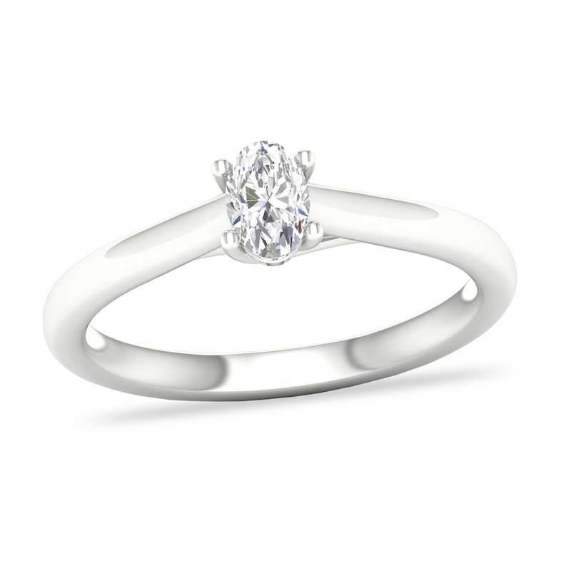 Diamond Solitaire Ring 1/3 ct tw Oval-cut 14K White Gold (SI2/I) with 360