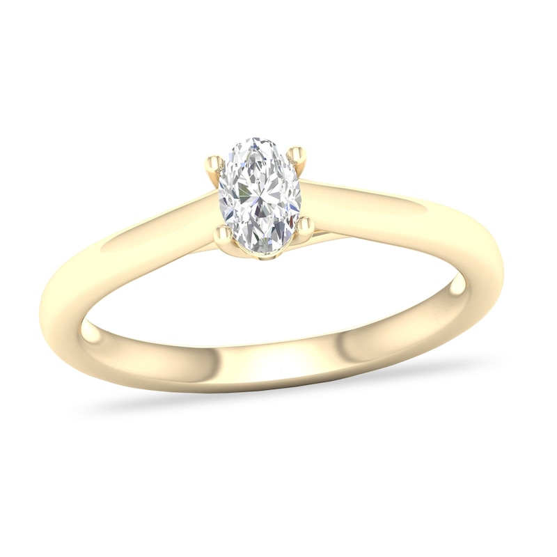 Diamond Solitaire Ring 1/3 ct tw Oval-cut 14K Yellow Gold (SI2/I)
