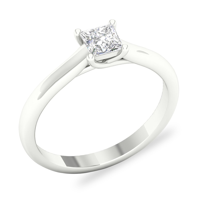 Main Image 4 of Diamond Solitaire Ring 1/2 ct tw Princess-cut 14K White Gold (SI2/I)