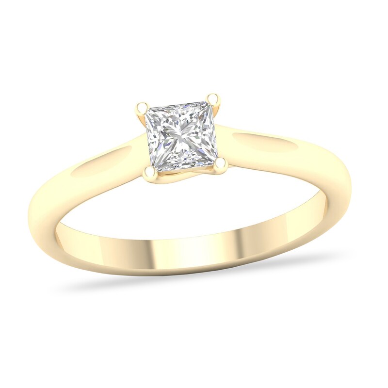 Main Image 1 of Diamond Solitaire Ring 1/2 ct tw Princess-cut 14K Yellow Gold (SI2/I)