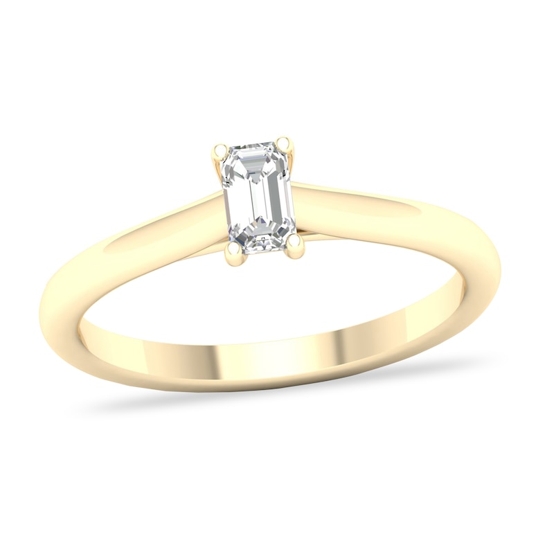 Main Image 1 of Diamond Solitaire Ring 1/3 ct tw Emerald-cut 14K Yellow Gold (SI2/I)