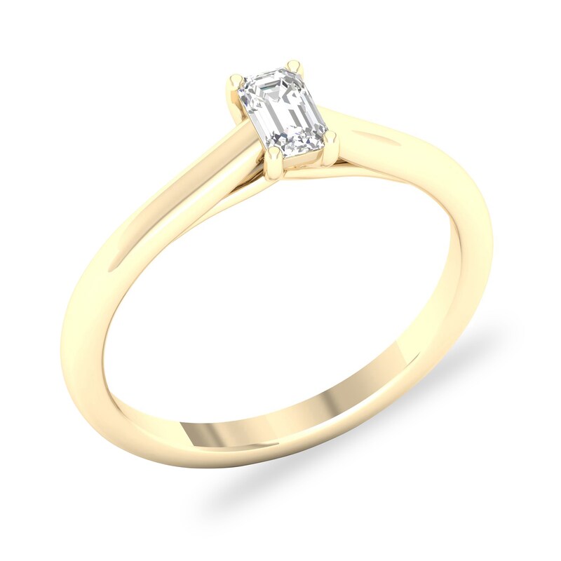 Main Image 4 of Diamond Solitaire Ring 1/3 ct tw Emerald-cut 14K Yellow Gold (SI2/I)
