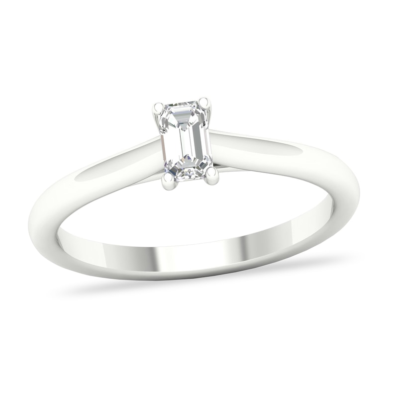 Main Image 1 of Diamond Solitaire Ring 1/3 ct tw Emerald-cut Platinum (SI2/I)
