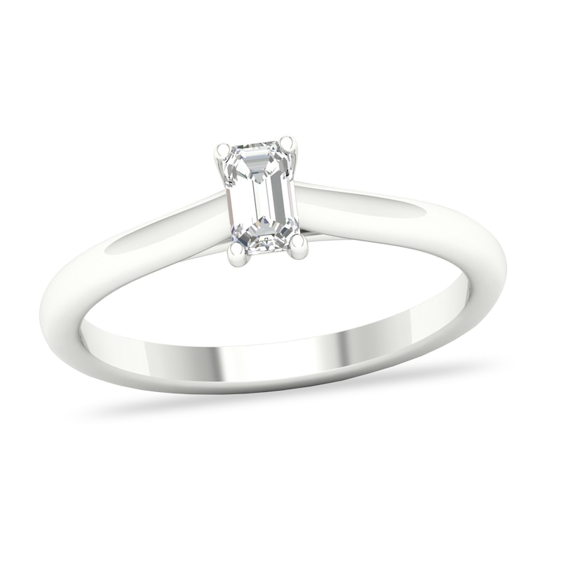 Diamond Solitaire Ring 1/4 ct tw Emerald-cut 14K White Gold (SI2/I) with 360