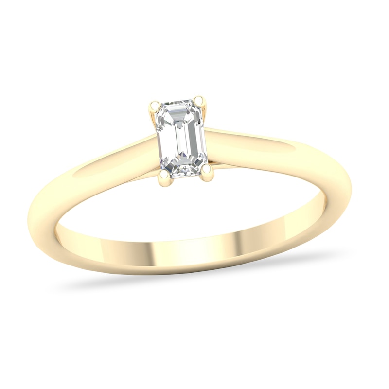 Diamond Solitaire Ring 1/4 ct tw Emerald-cut 14K Yellow Gold (SI2/I)